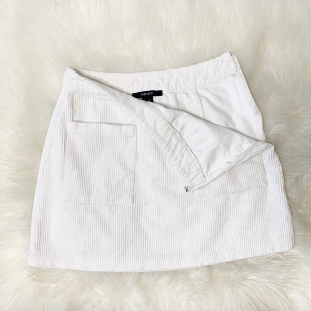 Forever 21 High Waisted White Corduroy Mini Skirt - Picture 1 of 4